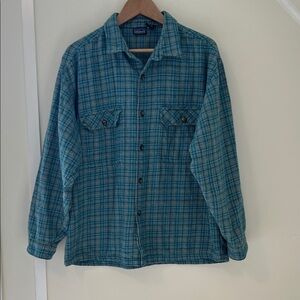 Vintage Patagonia Fjord Flannel Men’s L Teal Plaid Men's Shirt Jacket